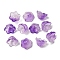 10Pcs Gradient Color Transparent Glass Bead Caps, Six-Petal Flowers, Orchid, Purple, 12x7mm