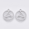 Tarnish Resistant 201 Stainless Steel Pendants, Laser Cut Pendants, Flat Round, Stainless Steel Color, 16.5x15x1mm, Hole: 1.4mm