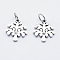 Eco-Friendly 316 Surgical Stainless Steel Micro Pave Cubic Zirconia Charms, Long-Lasting Plated, Tree, Stainless Steel Color, 12x11x1.5mm, Hole: 3.5mm