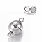 Tarnish Resistant 304 Stainless Steel Magnetic Clasps with Loops, Round, Stainless Steel Color, 11.5x6mm, Hole: 1.6mm
