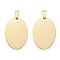 304 Stainless Steel Pendants, Manual Polishing, Blank Stamping Tags, Oval, Golden, 36x25x1.8mm