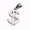 Tarnish Resistant 304 Stainless Steel Pendants, Dollar, Stainless Steel Color, 20x13x1.5mm, Hole: 8x3mm