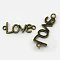 Alloy Links connectors, LOVE, Cadmium Free & Nickel Free & Lead Free, Antique Bronze, 40x15x3mm, Hole: 3mm
