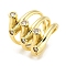 Brass Micro Pave Cubic Zirconia Open Cuff Ring, Cadmium Free & Lead Free, Hollow Lines, Real 16K Gold Plated, US Size 7 3/4(17.9mm)