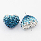 Gradient Color Polymer Clay Grade A Rhinestone Beads, Heart Focals Beads for Beadable Pens Jewelry Keychain Making, Aquamarine, 13x15x11mm, Hole: 1mm