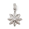 Brass Micro Pave Cubic Zirconia Pendants, Sun Charms, Platinum, 40x24x5mm, Hole: 8x5mm