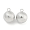 Brass Textured Pendants, Cadmium Free & Nickel Free & Lead Free, Round, Real Platinum Plated, 18x14mm, Hole: 2.8mm