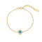 Rhombus Cubic Zirconia Link Bracelet, Golden Stainless Steels Cable Chains, Dodger Blue, 6-1/4 inch(16cm)