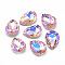 Pointed Back Glass Rhinestone Cabochons, Back Plated, Faceted, AB Color Plated, teardrop, Pearl Pink, 18x13x5.5mm