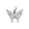 Rack Plating Brass Micro Pave Cubic Zirconia Charms, Lead Free & Cadmium Free, Long-Lasting Plated, Butterfly, Platinum, 10x13x1.5mm, jump ring: 5x0.8mm, 3.5mm inner diameter