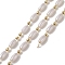 Rack Plating Brass Satellite Chains, with Plastic Pearl Oval Beaded, Soldered, with Card Paper, Golden, 6x3mm
