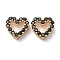 Brass Micro Pave Black Cubic Zirconia Multi-Strand Links, Heart, Golden, 8.5x9x3.5mm, Hole: 3x0.5mm