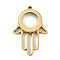 Ion Plating(IP) 304 Stainless Stee Locket Pendants, with Glass, Hamsa Hand Charm, Real 18K Gold Plated, 41x28x6mm, Hole: 2.2mm