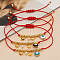 3Pcs 3 Colors Brass & Enamel & Plastic Charm Bracelets, Adjsutable Nylon Cord Braided Bracelets for Women, Evil Eye & Star & Heart , Mixed Color, Inner Diameter: 11 inch(28cm)
