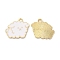 Alloy Enamel Pendants, Golden, Dog Charm, White, 19.5x22x1.5mm, Hole: 2.5mm