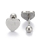 Tarnish Resistant 201 Stainless Steel Barbell Cartilage Earrings, Screw Back Earrings, with 304 Stainless Steel Pins, Heart, Stainless Steel Color, 8x8x2mm, Pin: 1mm