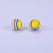 Printed Round Silicone Focal Beads, Yellow, 15x15mm, Hole: 2mm