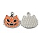 Alloy Enamel Pendants, for Halloween, Cat Pumpkin Shape, Orange, 20.5x20x1.2mm, Hole: 1.8mm