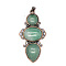 Retro Natural Aventurine Pendants, Bees Pendants, with Red Copper Metal Finding, 47x24mm