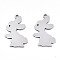 Non-Tarnish 201 Stainless Steel Pendants, Laser Cut, Rabbit, Stainless Steel Color, 20.5x13x0.9mm, Hole: 1.4mm