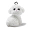 Resin Pendants, With Platinum Iron Loop, Dog, White, 27x24.5x16.5mm, Hole: 2mm