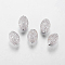 Brass Micro Pave Cubic Zirconia Beads, Oval, Platinum, 16x11.5mm, Hole: 2mm
