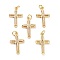 Brass Micro Pave Clear Cubic Zirconia Pendants, with Jump Ring, Long-Lasting Plated, Cross, Real 18K Gold Plated, 24x14.5x2mm, Jump Rings: 5x1mm, 3mm Inner Diameter