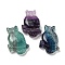 Natural Fluorite Pendants, Owl Charms, 44~46x29~31x7.5~10mm, Hole: 1.4mm