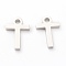 Non-Tarnish 304 Stainless Steel Charms, Greek Alphabet, Stainless Steel Color, Letter.T, 10.5x7x1.5mm, Hole: 1.5mm