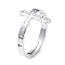 Non-Tarnish 304 Stainless Steel Hollow Out Cross Adjustable Ring for Women, Stainless Steel Color, Inner Diameter: 17mm