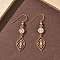 304 Stainless Steel Rhombus Dangle Earrings, Ion Plating(IP), Rose Gold, 50x11mm