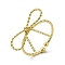 Brass Cuff Rings for Women, Cadmium Free & Lead Free, Bowknot, Real 18K Gold Plated, Inner Diameter: 18mm