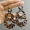 Teardrop Leopard Print Alloy Dangle Earrings for Women, Golden, 90x42.5mm