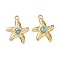 Dyed Synthetic Turquoise Sea Animal Pendants, with Ion Plating(IP) 304 Stainless Steel Settings, Light Sky Blue, Real 18K Gold Plated, Starfish, 33x25x6mm, Hole: 3mm