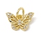 Brass Micro Pave Cubic Zirconia Charms, Cadmium Free & Lead Free, with Jump Rings, Butterfly Charms, Real 18K Gold Plated, 8x12x2mm, Hole: 3.4mm