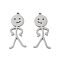 Non-Tarnish 304 Stainless Steel Pendants, Human Charm, Stainless Steel Color, 37x16x1.5mm, Hole: 1.4mm