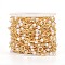 Brass Handmade Beaded Chain, with Round Plastic Beads, Long-Lasting Plated, Soldered, with Spool, Ring, Real 18K Gold Plated, Link: 4x2x0.3mm, Ring: 6x1mm, Round: 13x4mm, about 32.8 Feet(10m)/roll