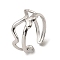Non-Tarnish 304 Stainless Steel Open Cuff Rings, Heart, Stainless Steel Color, US Size 6 1/2(16.9mm)