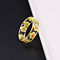 Transparent Resin Finger Rings, Flower, Yellow, Inner Diameter: 16mm