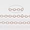Brass Coated Iron Cable Chains, Soldered, with Spool, Flat Oval, Rose Gold, 2.2x1.7x0.3mm, about 39.37 Feet(12m)/roll