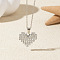 Alloy Crystal Rhinestone Pendant Necklaces, Platinum, Heart, 17.72 inch(45cm)
