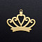 201 Stainless Steel Pendants, Crown, Golden, 20x25x1mm, Hole: 1.4mm