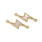 Natural White Shell Mother of Pearl Shell Links connectors, with Real 18K Gold Plated Plated Brass Findings, Long-Lasting Plated, Lightning Bolt, 23.5x8x2mm, Hole: 1.2mm