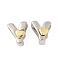 Brass Beads, Cadmium Free & Lead Free, Platinum & Golden, Letter Y, 10.5x9.5x7.5mm, Hole: 5x4mm