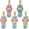 5Pcs 5 Colors Brass Micro Pave Clear Cubic Zirconia Pendants, with Enamel, Real 18K Gold Plated, Slipper with Evil Eye Pattern Charm, Mixed Color, 24.7x11x4.9mm, Hole: 3.3X3.7mm, 1pc/color