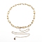 Brass Body Chain Belt, Women's Belly Waist Chain, with Alloy Enamel European Beads, Flower, Golden, 25.43 inch(64.6cm)