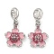 Rack Plating Alloy Enamel Peach Blossom Flower European Dangle Charms, Large Hole Pendants, with Rhinestone, Platinum, Cadmium Free & Nickel Free & Lead Free, Rose, 30mm, Hole: 4.8mm, Peach Blossom: 19x14.5x3.5mm