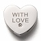 304 Stainless Steel Slide Charms, with Crystal Rhinestone, Heart with Word Love, Stainless Steel Color, 11.5x13x3.5mm, Hole: 8x1mm
