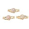 Flower Brass Micro Pave Cubic Zirconia Fold Over Clasps, Nickel Free, Real 18K Gold Plated, Mixed Color, 29.5mm