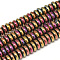 Electroplate Non-magnetic Synthetic Hematite Beads Strands, Heishi Beads, Disc/Flat Round, Multi-color Plated, 6x2.5mm, Hole: 2mm, about 150pcs/strand, 15.7 inch